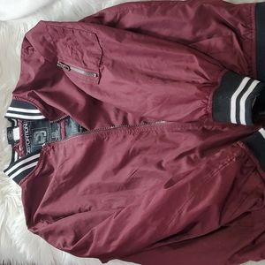 Like New boys M varsity spring bomber jacket maroon Distortion